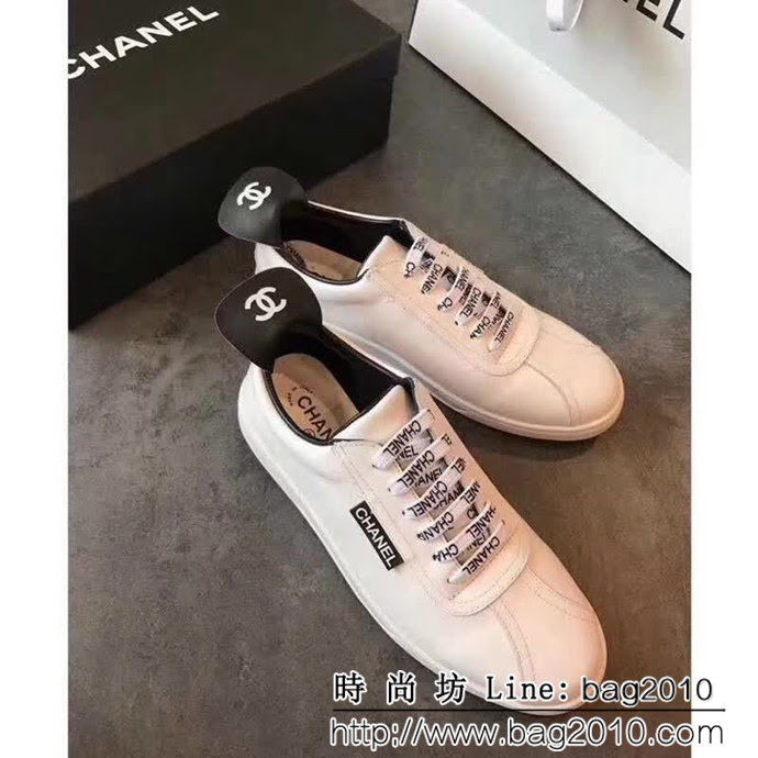 CHANEL香奈兒 2018秋冬新版 休閒系列 雙C字母白色女休閒鞋 QZS2652